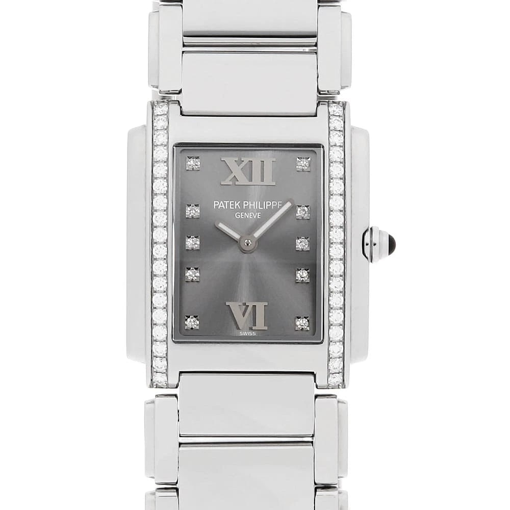 PATEK PHILIPPE WATCH: PATEK PHILIPPE Watch Brand: PATEK PHILIPPE Type/Style: Wrist watch Material: Band Material Stainless Steel, Case Material Stainless Steel Color: Dial Color Gray Size: Case:W30mm x H25.1mm Circumferenc