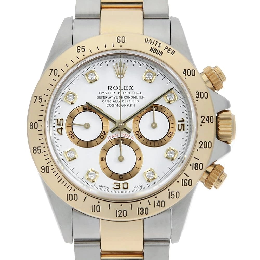 ROLEX COSMOGRAPH DIAMOND WHITE WATCH: ROLEX Cosmograph diamond white Watch Brand: ROLEX Type/Style: Wrist watch Material: Band Material Stainless Steel/Yellow Gold, Case Material Stainless Steel/Yellow Gold Color: Dial Color White Size: