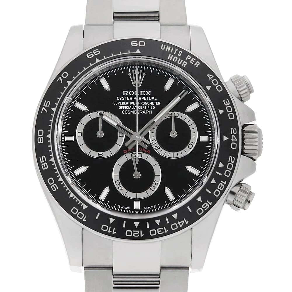ROLEX COSMOGRAPH DAYTONA BLACK WATCH: ROLEX Cosmograph Daytona black Watch Brand: ROLEX Type/Style: Wrist watch Material: Band Material Stainless Steel, Case Material Stainless Steel Color: Dial Color Black Size: Case:W40mm Circumference 