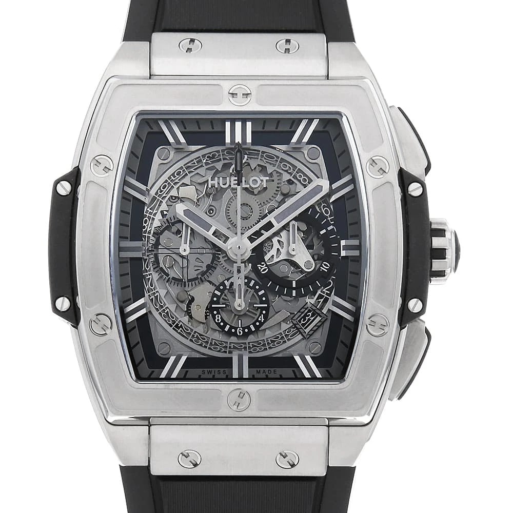 HUBLOT SPIRIT OF BIG BANG TITANIUM LIMITED EDITION WATCH: HUBLOT Spirit of Big Bang Titanium Limited Edition Watch Brand: HUBLOT Type/Style: Wrist watch Material: Band Material rubber, Case Material Titanium Color: Dial Color Skeleton Size: Case:W51mm x H45m