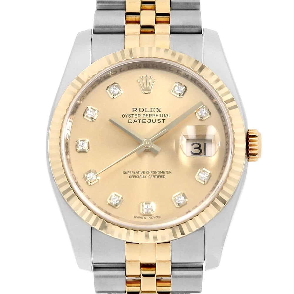 ROLEX DATEJUST DIAMOND CHAMPAGNE WATCH: ROLEX Datejust Diamond Champagne Watch Brand: ROLEX Type/Style: Wrist watch Material: Band Material Stainless Steel/Yellow Gold, Case Material Stainless Steel/Yellow Gold Color: Dial Color Champagne