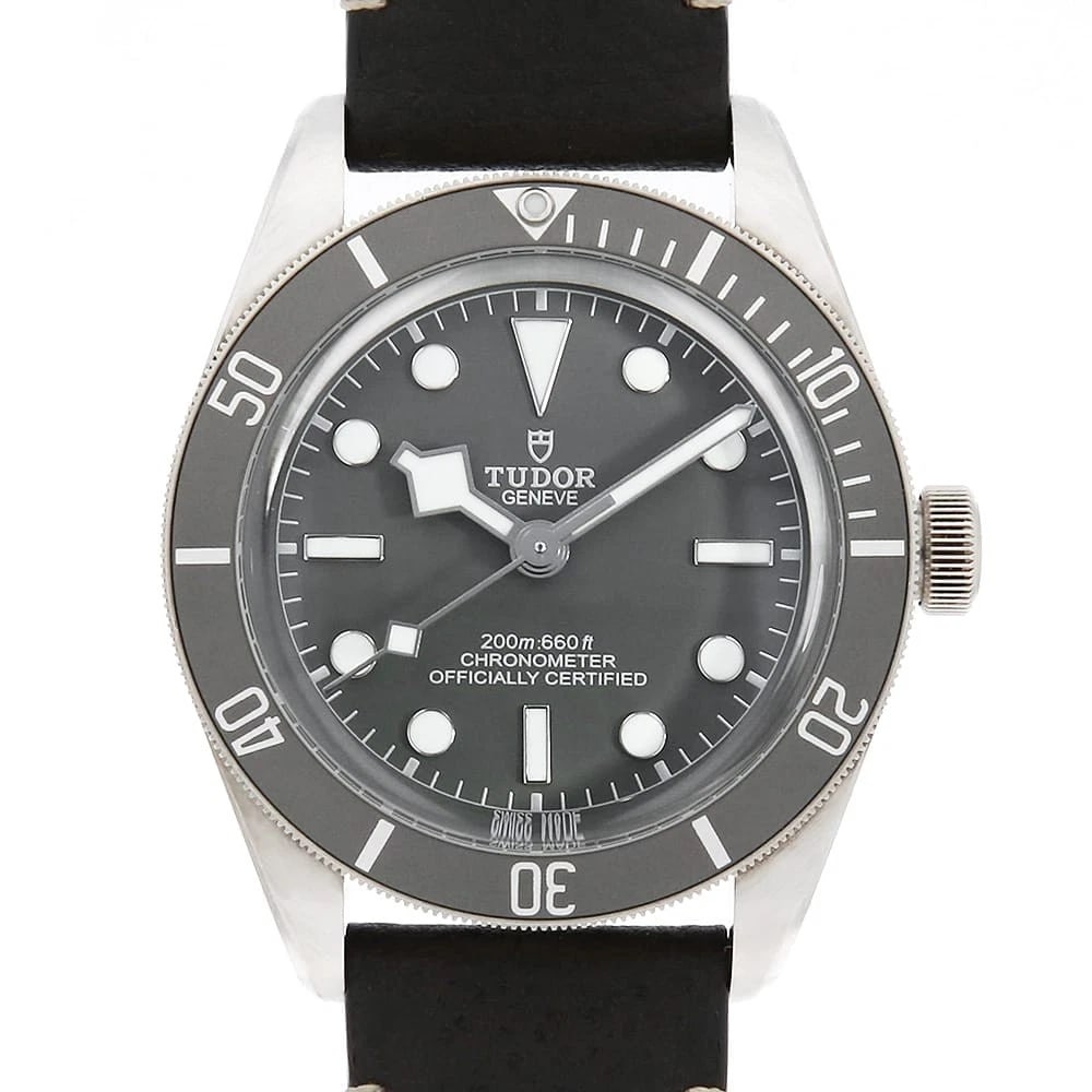 TUDOR BLACK WATCH: TUDOR Black Watch Brand: TUDOR Type/Style: Wrist watch Material: Band Material Calfskin, Case Material Silver Color: Dial Color Gray Size: Case:W39mm Accessories: None Accessories Notice:
