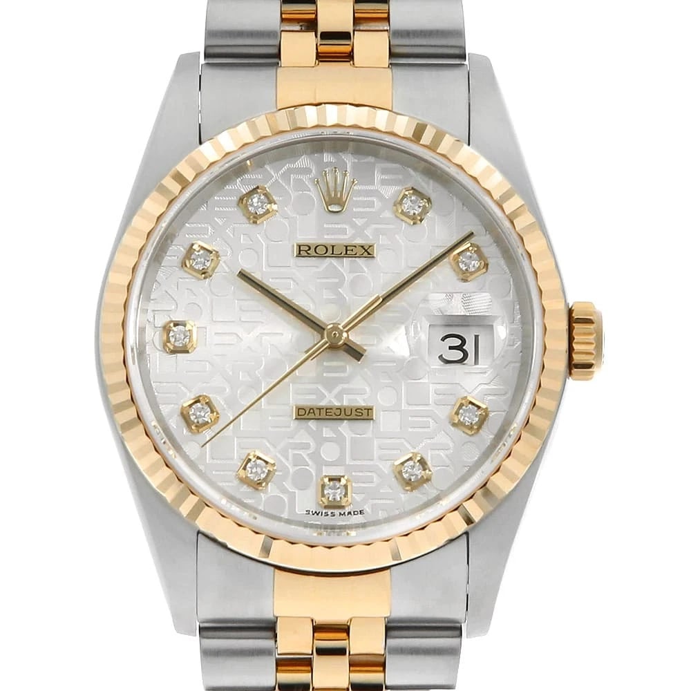 ROLEX DATEJUST DIAMOND SILVER CARVING COMPUTER WATCH (1 of 3)