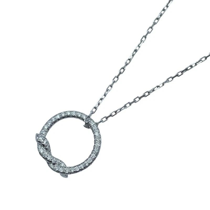 CARTIER ENTRELACE DIAMOND NECKLACE WHITE GOLD 750 JEWELRY: Cartier Entrelace Diamond Necklace White Gold 750 Jewelry Brand: Cartier Type/Style: Necklace Material: 18K WG Color: WG Size: Size Height: approx. 15.8mm Width: approx. 15.8mm Chain length: approx. 4