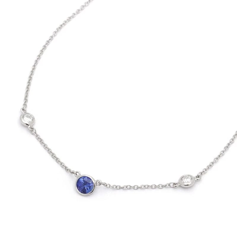 TIFFANY & CO. ELSA PERETTI COLOR BY THE YARD NECKLACE: Tiffany & Co. Elsa Peretti Color by the Yard Necklace Brand: Tiffany & Co. Type/Style: Necklace Material: Pt950, Main Stone Sapphire Color: PT Size: Size Effective length 40cm Chain width 1.0mm Sapphi