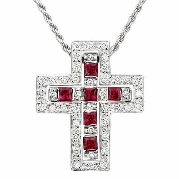 DAMIANI BELLE EPOQUE 18K WG RUBY DIAMOND NECKLACE (1 of 3)