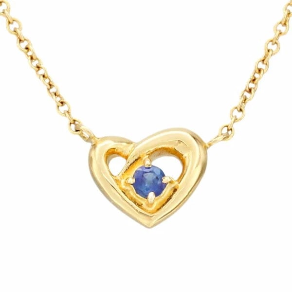 VENDOME AOYAMA HEART MOTIF SAPPHIRE NECKLACE: Vendome Aoyama Heart Motif Sapphire Necklace Brand: Vendome Aoyama Type/Style: Necklace Material: 18K YG, Main Stone Sapphire Color: YG Size: Size Length: approx. 34cm/38cm Top: approx. W8.5mm x H7.5m