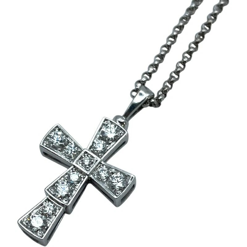 BVLGARI SERPENTI CROSS NECKLACE WHITE GOLD AU750 DIAMOND JEWELRY: Bvlgari Serpenti Cross Necklace White Gold Au750 Diamond Jewelry Brand: Bvlgari Type/Style: Necklace Material: 18K WG Color: WG Size: Size Height: approx. 16.2mm Width: approx. 11.5mm Chain length: ap