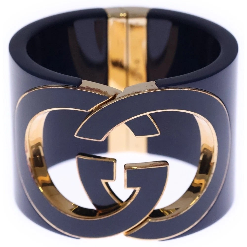 GUCCI INTERLOCKING G BANGLE BRACELET BLUE GP