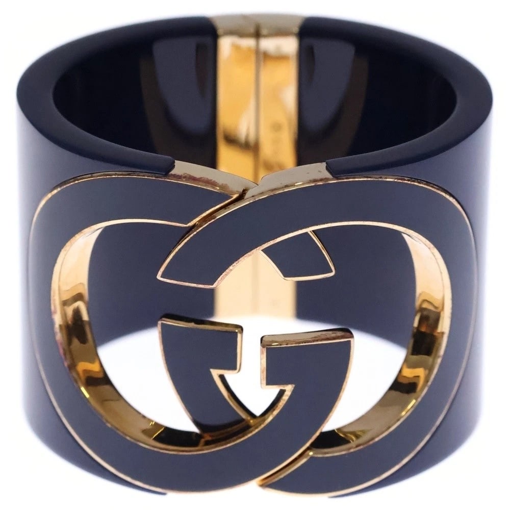 GUCCI INTERLOCKING G BANGLE BRACELET BLUE GP - 4
