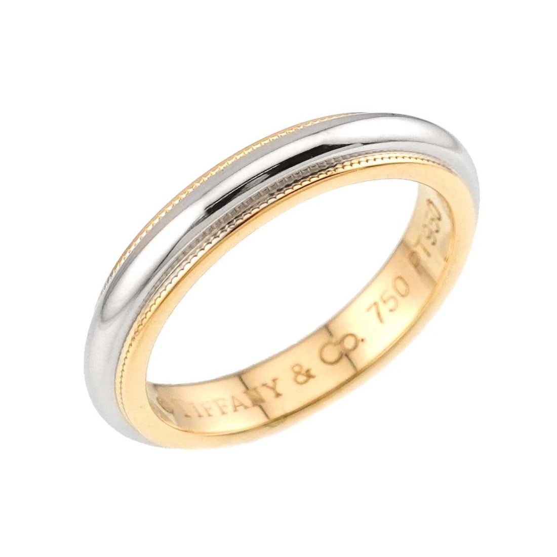 TIFFANY MILGRAIN BAND RING YELLOW GOLD: Tiffany Milgrain Band Ring Yellow Gold Brand: Tiffany & Co. Type/Style: Ring Material: 750 Yellow Gold Color: yellow gold Size: US 5 Accessories: None Accessories Notice: When purchasing p