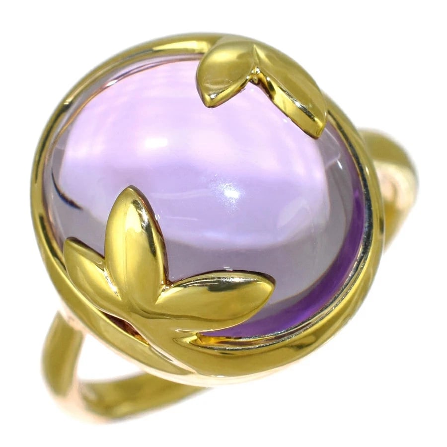 TIFFANY PALOMA PICASSO OLIVE LEAF RING: Tiffany Paloma Picasso Olive Leaf Ring Brand: Tiffany & Co. Type/Style: Ring Material: 18K Yellow Gold (K18), Main Stone Amethyst Color: yellow gold Size: US5 Accessories: None Accessories Notice: