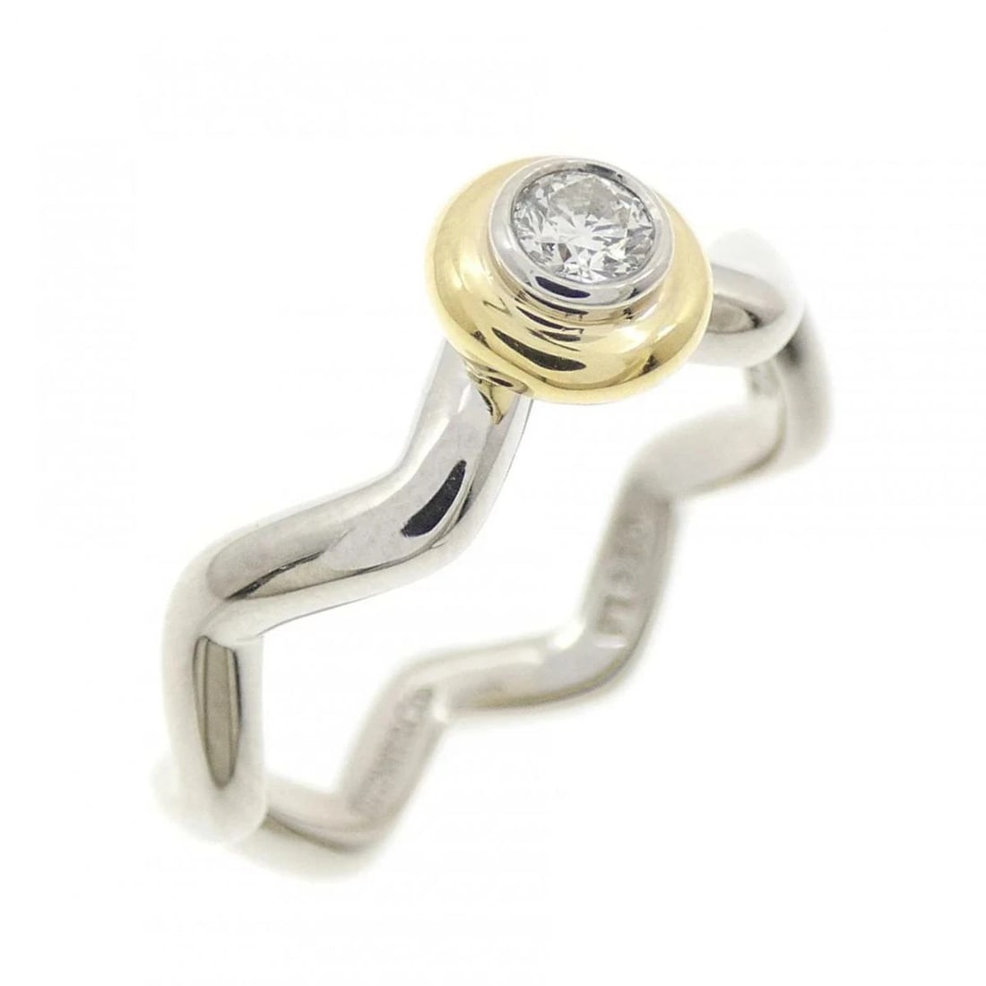 TIFFANY ZIGZAG RING PLATINUM GOLD DIAMOND: Tiffany Zigzag Ring Platinum Gold Diamond Brand: Tiffany & Co. Type/Style: Ring Material: Platinum, Main Stone Natural Color: Silver Size: 5.25 - 5.5 US Accessories: None Accessories Notice: When