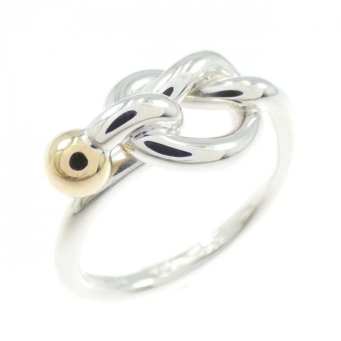 TIFFANY LOVE KNOT RING SILVER GOLD: Tiffany Love Knot Ring Silver Gold Brand: Tiffany & Co. Type/Style: Ring Material: 925 Sterling Silver / 750 Yellow Gold Color: YG,Silver Size: US 4.5 Accessories: None Accessories Notice: When