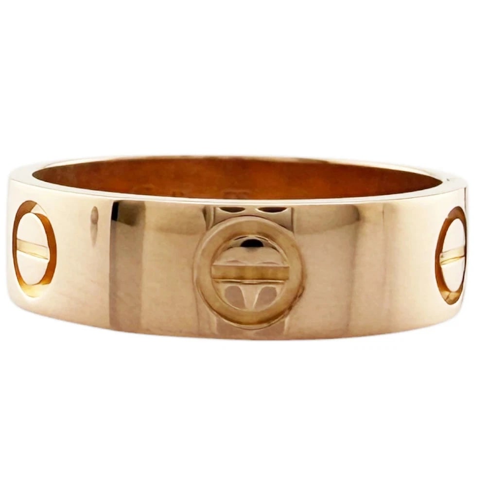 CARTIER LOVE RING K18 PINK GOLD: Cartier Love Ring K18 Pink Gold Brand: Cartier Type/Style: Ring Material: K18 Gold Color: Gold Size: US 6.5 Accessories: None Accessories Notice: When purchasing pre-owned goods, please re