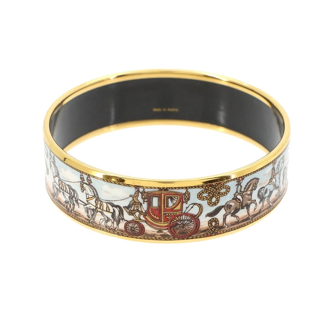 HERMES ENAMEL GM BANGLE BRACELET MULTICOLOR GOLD GOOD CONDITION (1 of 2)