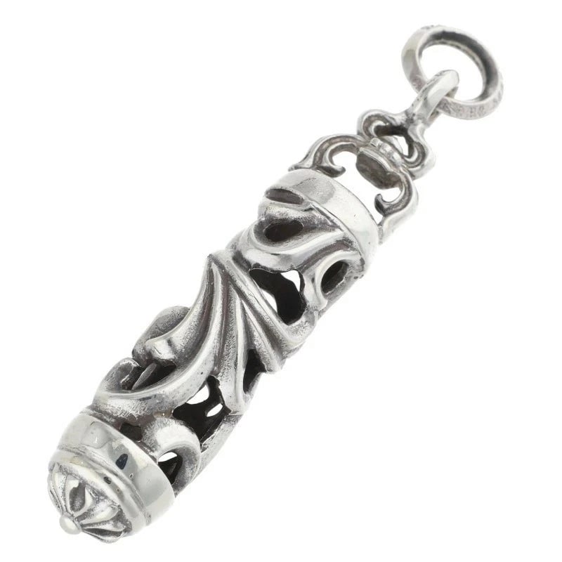 CHROME HEARTS ROLLER PENDANT SILVER NECKLACE: Chrome Hearts ROLLER Pendant Silver Necklace Brand: Chrome Hearts Type/Style: Necklace Material: 925 Silver Color: Silver Size: Width : 1.2 cm (0.5 in)Height : 6.2 cm (2.4 in) Accessories: None
