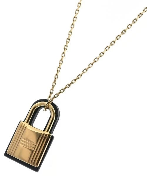 HERMES NECKLACE LADIES GOLD & BLACK ELEGANT: Hermes Necklace Ladies Gold & Black Elegant Brand: Hermes Type/Style: Necklace Material: Voie Swift Color: Gold, Black Size: Pendant height 2.5cm (0.98in), Pendant width 1.5cm (0.59in), Neck