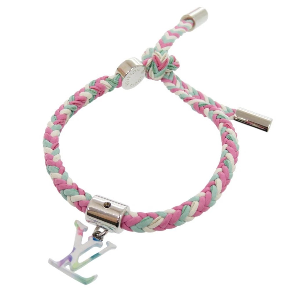 LOUIS VUITTON FRIENDSHIP BRACELET LEATHER MULTICOLOR: Louis Vuitton Friendship Bracelet Leather Multicolor Brand: Louis Vuitton Type/Style: Bracelet Material: Leather Color: Pink, Green, White Size: total length of approximately 13.4 inches and a width o