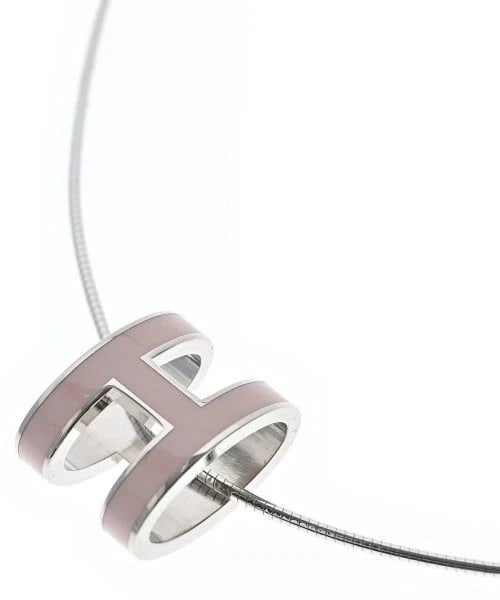 HERMES PINK NECKLACE LADIES USED: Hermes Pink Necklace Ladies Used Brand: Hermes Type/Style: Necklace Material: Sterling Silver (Sv925) Color: Pink Size: Chain length 16.1 in, Pendant 0.6 in x 0.5 in Accessories: None Accessories