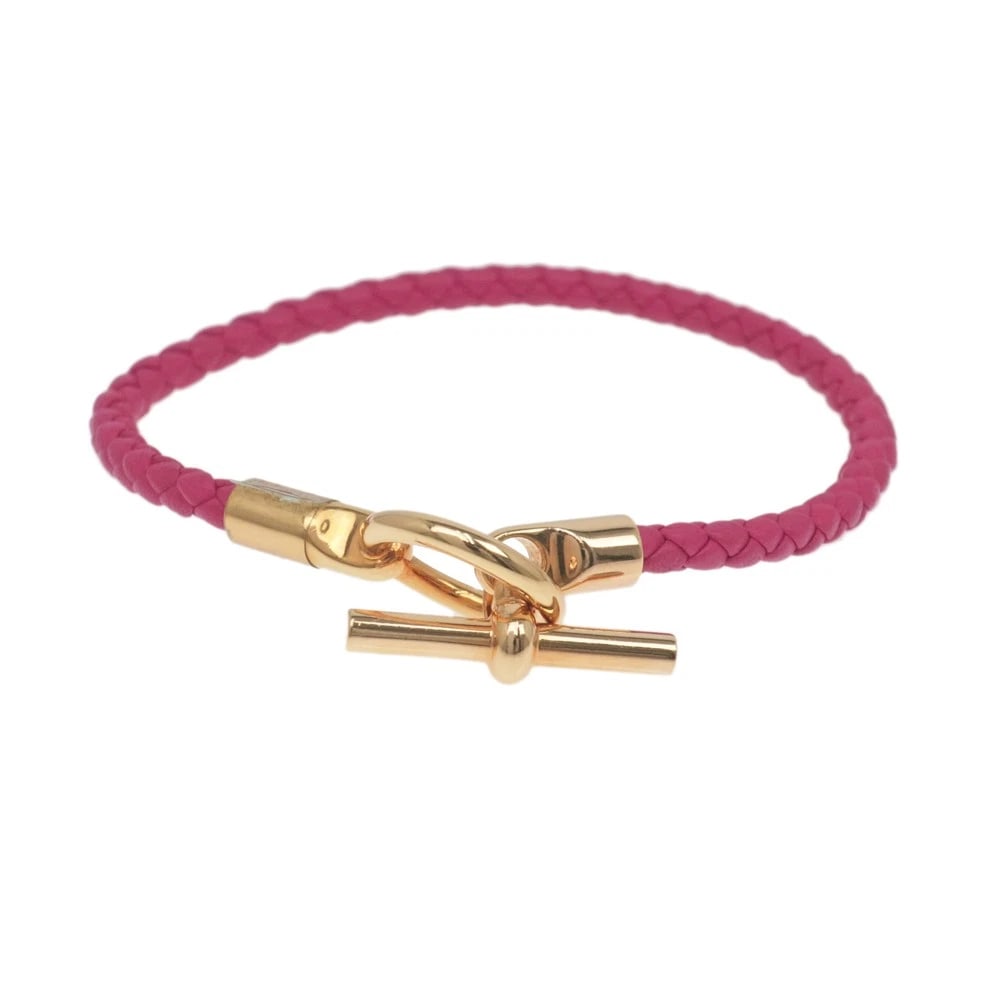 HERMES GOLD HARDWARE BANGLE BRACELET: Hermes Gold Hardware Bangle Bracelet Brand: Hermes Type/Style: Bracelet Material: Leather Color: Rose Size: approximately 6.5 inches in wrist circumference, 0.16 inches Accessories: None A