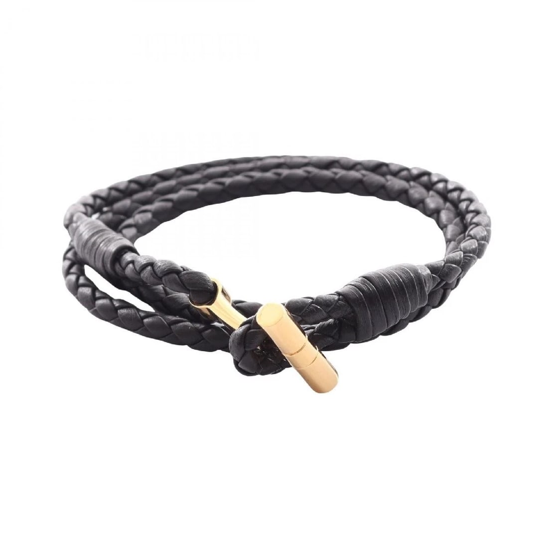 TOM FORD T BRAND LEATHER BRACELET MEN'S BROWN GOLD (1 of 3)