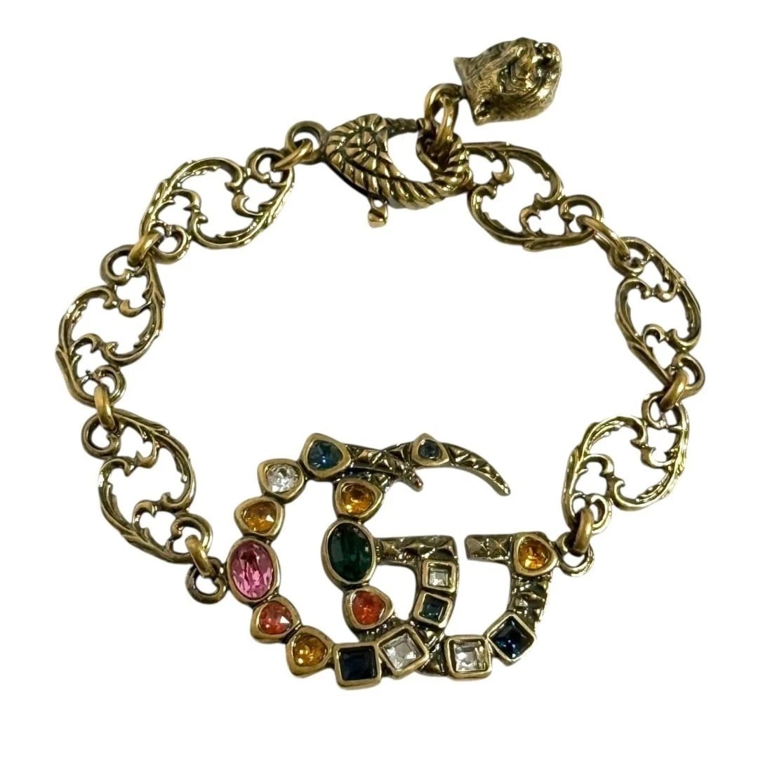 GUCCI WOMEN'S DOUBLE G BIJOU BRACELET GOLD: Gucci Women's Double G Bijou Bracelet Gold Brand: GUCCI Type/Style: Bracelet Material: Metal Rhinestones Color: none Size: Inner circumference approximately 7.1 inches Accessories: None Ac