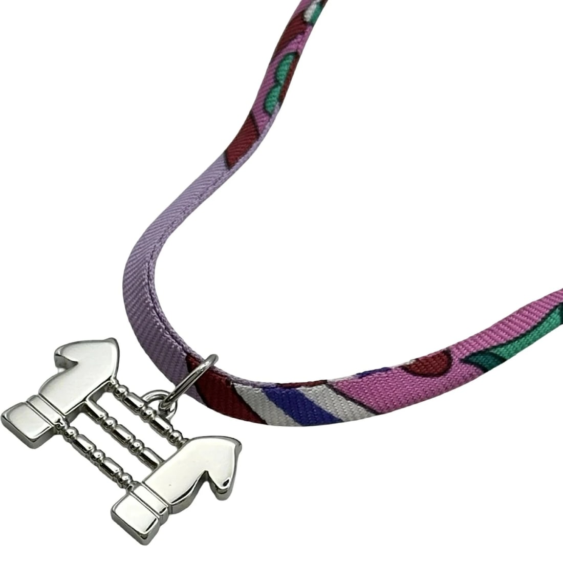 HERMES TOURBILLON NECKLACE PINK SILK/METAL: Hermes Tourbillon Necklace Pink Silk/Metal Brand: Hermes Type/Style: Necklace Material: Silk Metal Color: Pink Size: Height: 13.7mm (0.5 in), Width: 22.7mm (0.9 in), Length: 80cm Accessories: None