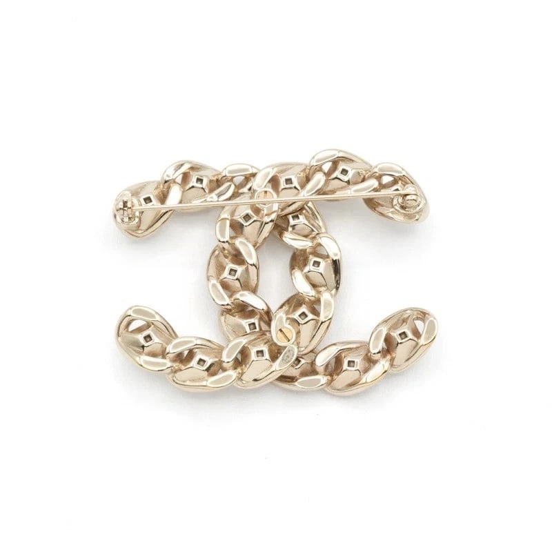 CHANEL GOLD RHINESTONE BROOCH - 2