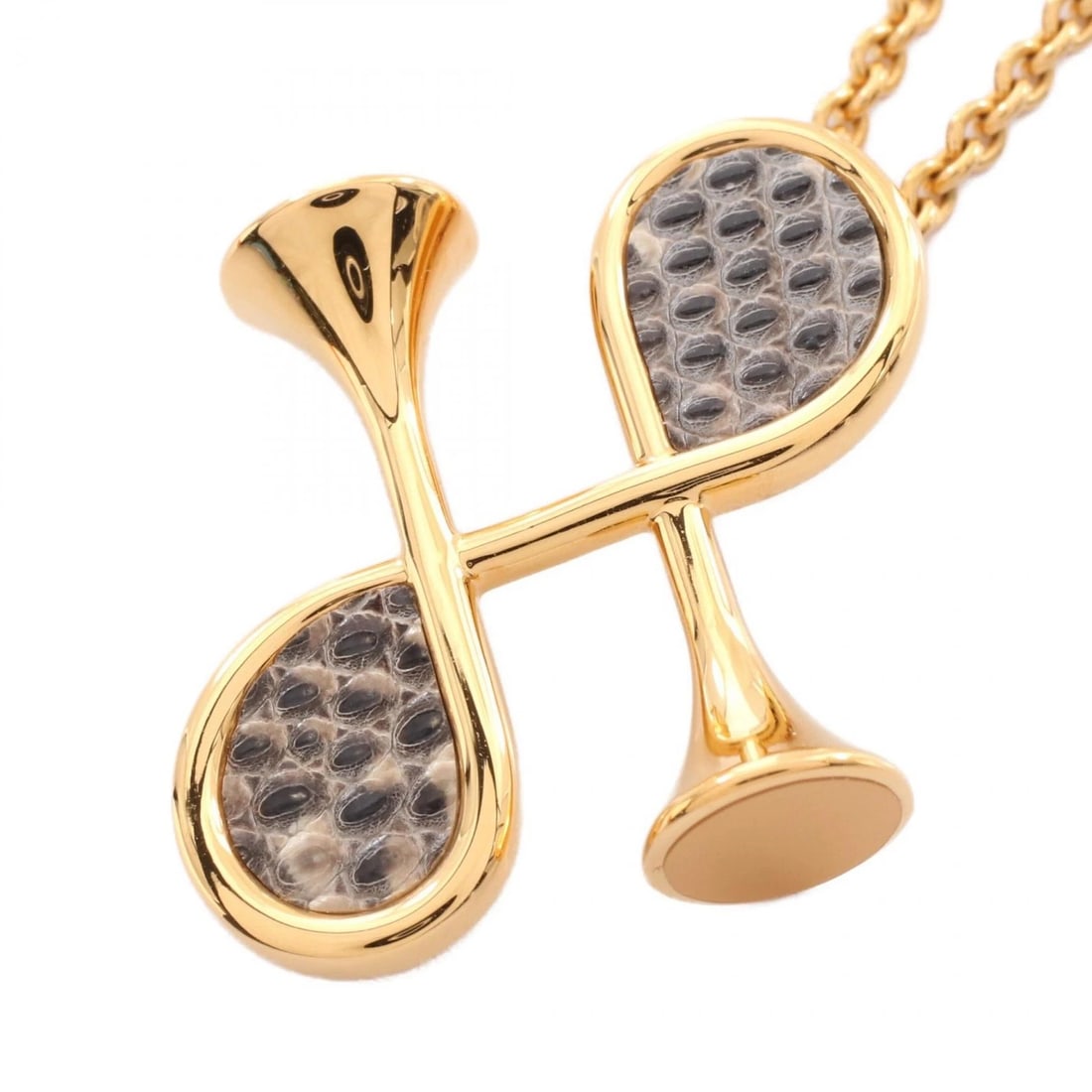 HERMES COLLIER H LIZARD NECKLACE GOLD PLATED: Hermes Collier H Lizard Necklace Gold Plated Brand: Hermes Type/Style: Necklace Material: Not specified Color: Gold Size: motif approximately 1.2 inches wide and 1.3 inches tall, with a 15.4-inch