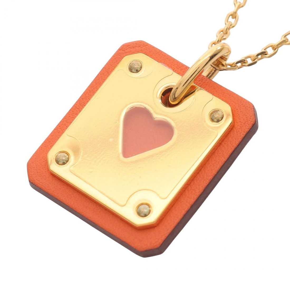 HERMES NECKLACE GOLD: Hermes Necklace Gold Brand: Hermes Type/Style: NA Material: Vois Swift GP (gold plated) Vois Swift Color: Gold / Orange Size: Chain length approximately 17.7-19.7 inches, motif width approximately