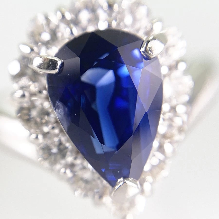RING PLATINUM SAPPHIRE DIAMOND - 6