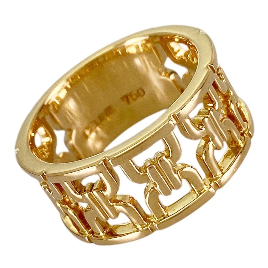 CELINE TRIOMPHE YELLOW GOLD RING: CELINE Triomphe Yellow gold Ring Brand: CELINE Type/Style: Ring Material: 18K Yellow Gold Color: Gold Size: 5.5 US Accessories: None Accessories Notice: When purchasing pre-owned goods, pl