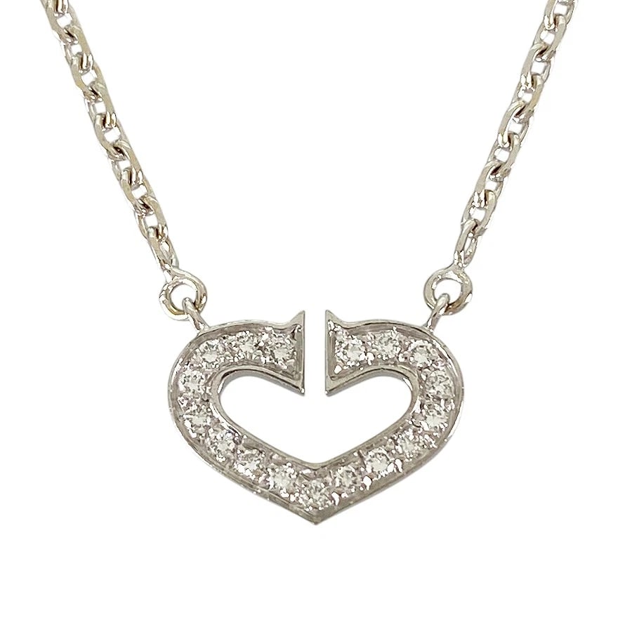 CARTIER C HEART WHITE GOLD DIAMOND NECKLACE: Cartier C Heart White gold Diamond Necklace Brand: Cartier Type/Style: Necklace Material: 18K White Gold, Main Stone Natural Color: Silver Size: Top size:9.0mm?12.2mm Necklace full length:40cm