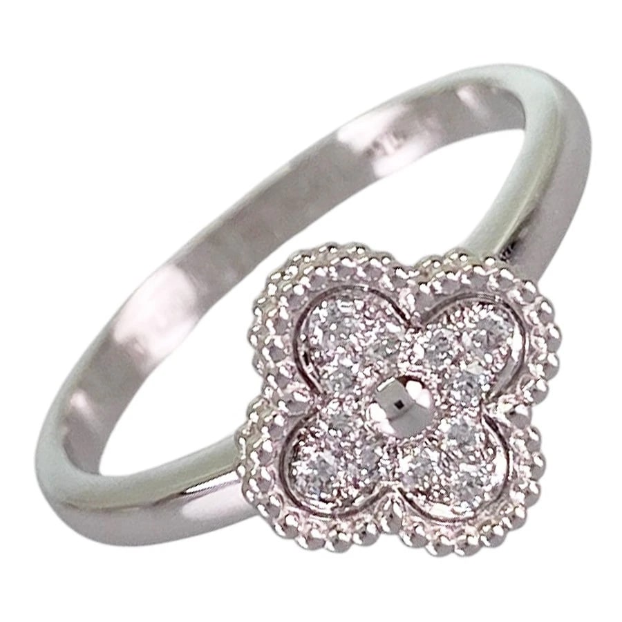 VAN CLEEF & ARPELS SWEET ALHAMBRA WHITE GOLD DIAMOND RING: Van Cleef & Arpels Sweet Alhambra White gold Diamond Ring Brand: Van Cleef & Arpels Type/Style: Ring Material: 18K White Gold, Main Stone Natural Color: Silver Size: 5.5 US Accessories: None <