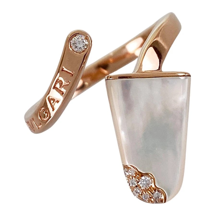 BVLGARI GERATI ROSE GOLD DIAMOND RING: BVLGARI Gerati Rose gold Diamond Ring Brand: BVLGARI Type/Style: Ring Material: 18K Rose Gold, Main Stone Secondary Stone Natural Color: Gold Size: 5.5 US Accessories: None Accessories Notice: When