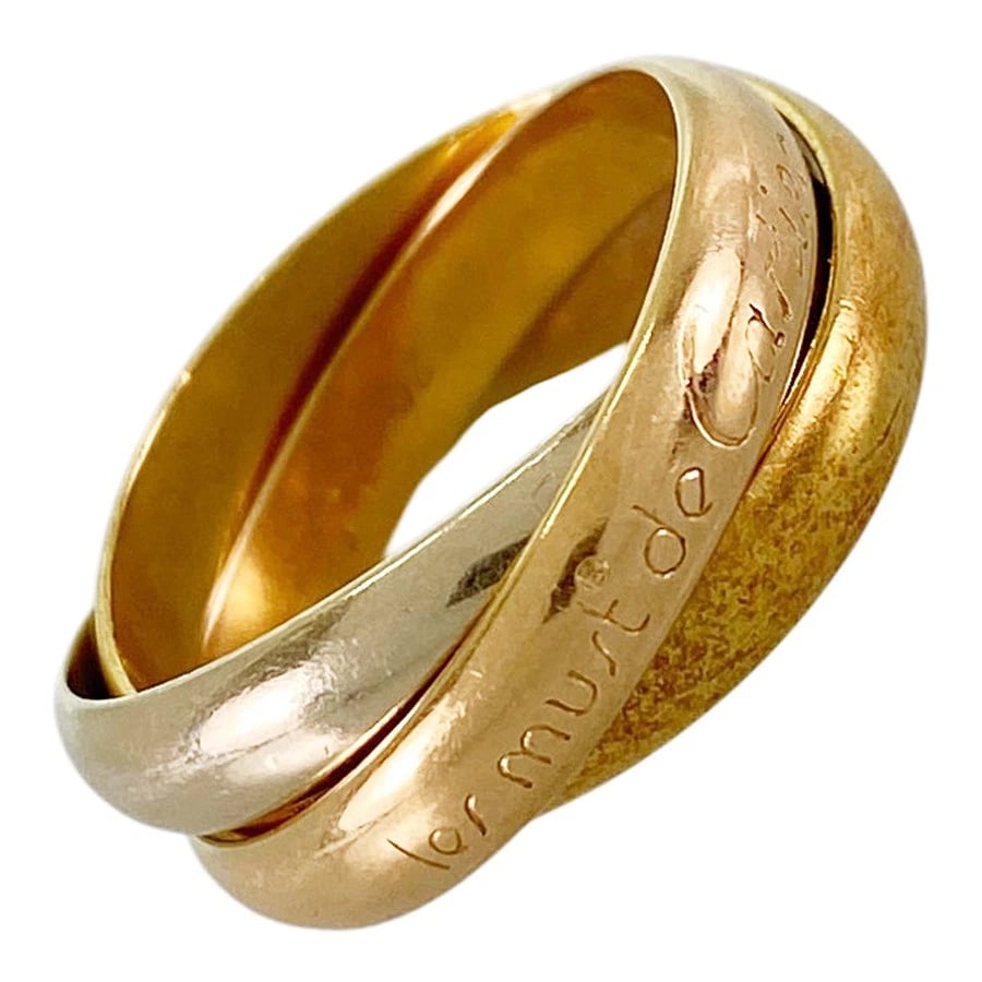 CARTIER TRINITY YELLOW GOLD RING: Cartier Trinity Yellow gold Ring Brand: Cartier Type/Style: Ring Material: 18K Yellow Gold 18K White Gold 18K Rose Gold Color: Gold Size: 5.5-6 US Accessories: None Accessories Notice: Whe