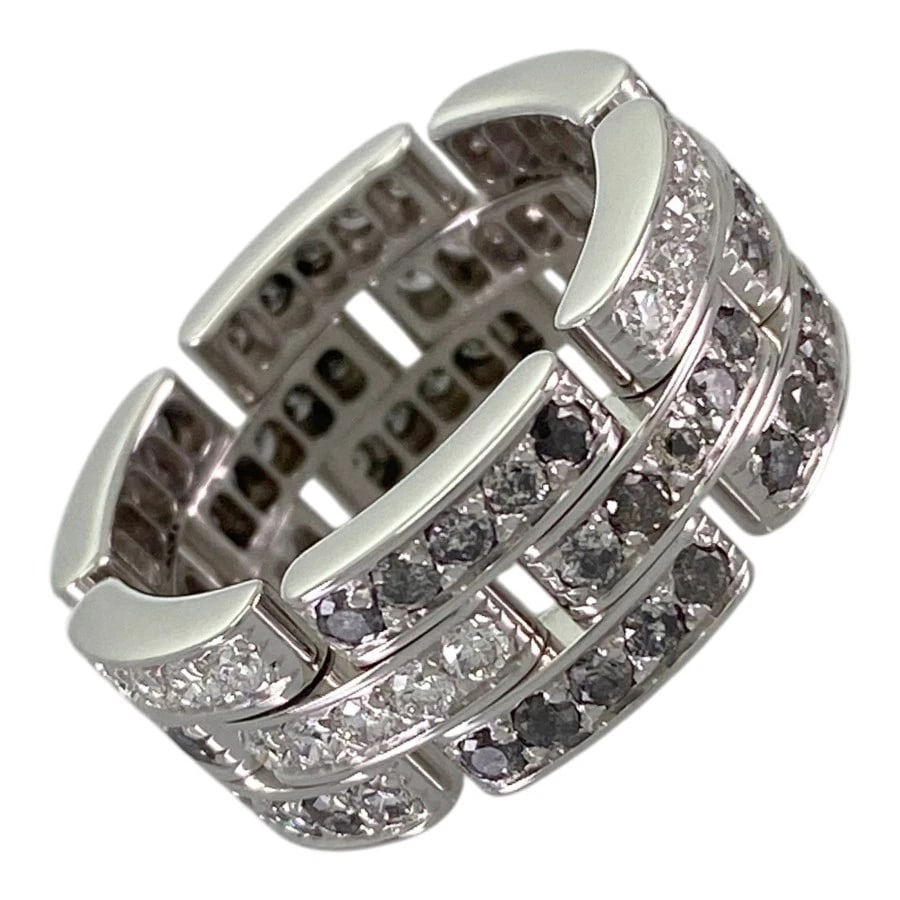 CARTIER MAILLON PANTHERE WHITE GOLD DIAMOND GREY DIAMOND RING: Cartier Maillon Panthere White gold Diamond Grey Diamond Ring Brand: Cartier Type/Style: Ring Material: 18K White Gold, Main Stone Natural Color: Silver Size: 5.5 US Accessories: None Acce