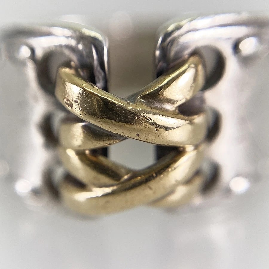 HERMES MEXICO DOUBLE SILVER RING - 7
