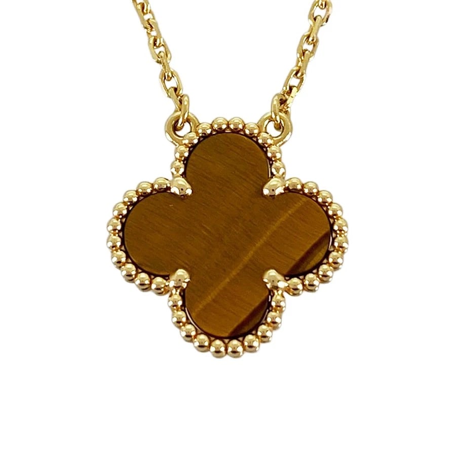 VAN CLEEF & ARPELS ALHAMBRA YELLOW GOLD TIGER'S EYE NECKLACE (1 of 6)