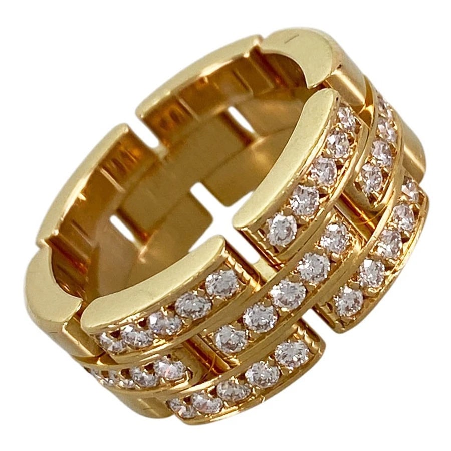 CARTIER MAILLON PANTHERE YELLOW GOLD DIAMOND RING: Cartier Maillon Panthere Yellow gold Diamond Ring Brand: Cartier Type/Style: Ring Material: 18K Yellow Gold, Main Stone Natural Color: Gold Size: 5.5 US Accessories: None Accessories Notic