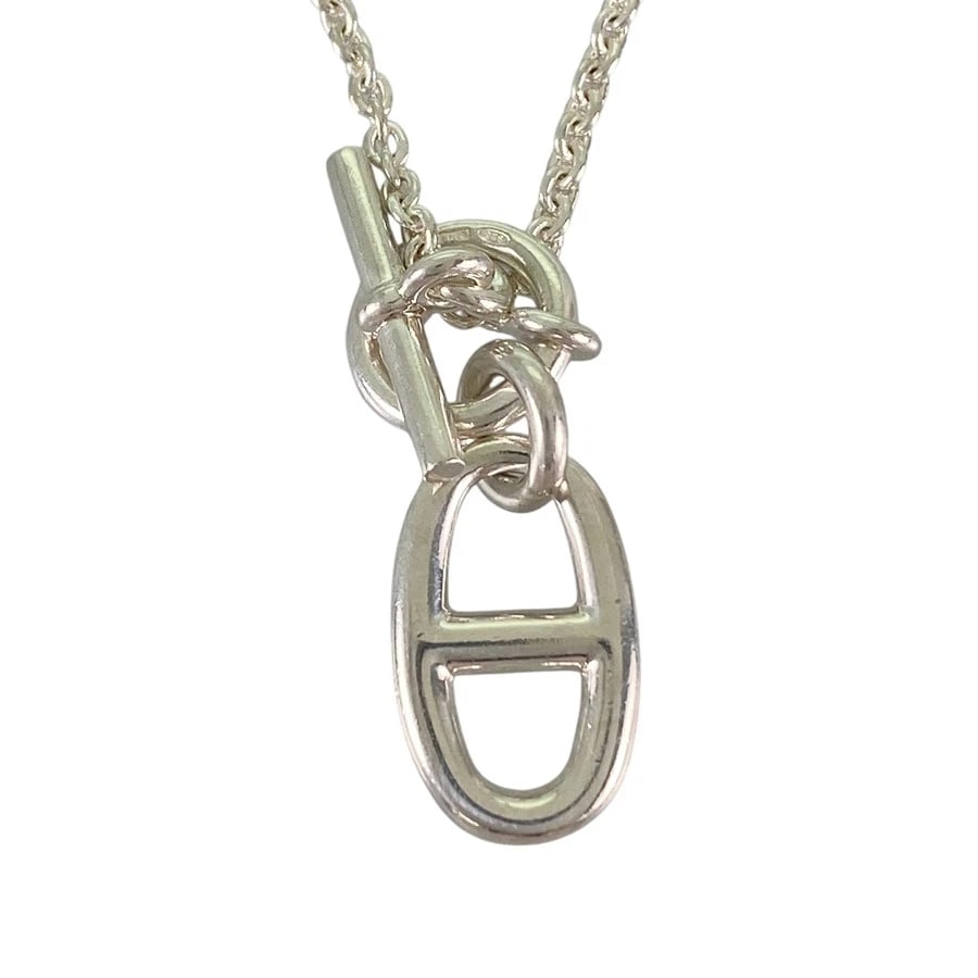 HERMES CHAINE D'ANCRE AMULET SILVER NECKLACE: HERMES Chaine d'Ancre Amulet Silver Necklace Brand: HERMES Type/Style: Necklace Material: Silver 925 Color: Silver Size: Motif size:18.5mm?11.3mm Necklace full length:40cm Accessories: None