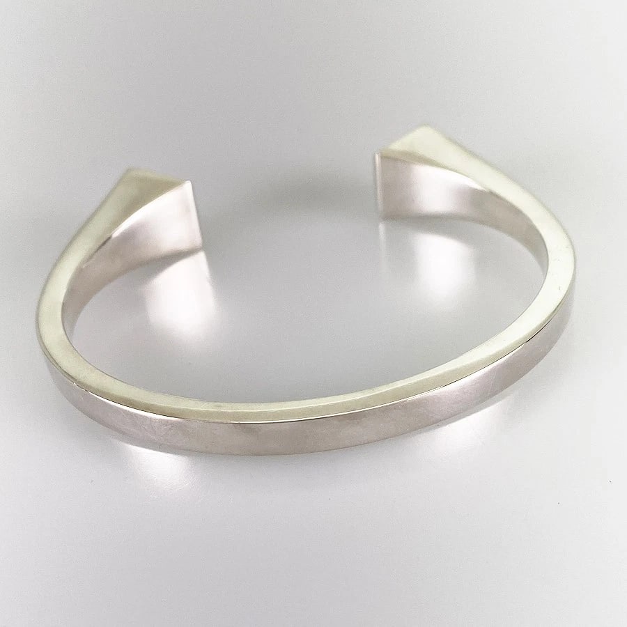 HERMES CROWD FORGE SILVER BANGLE - 2