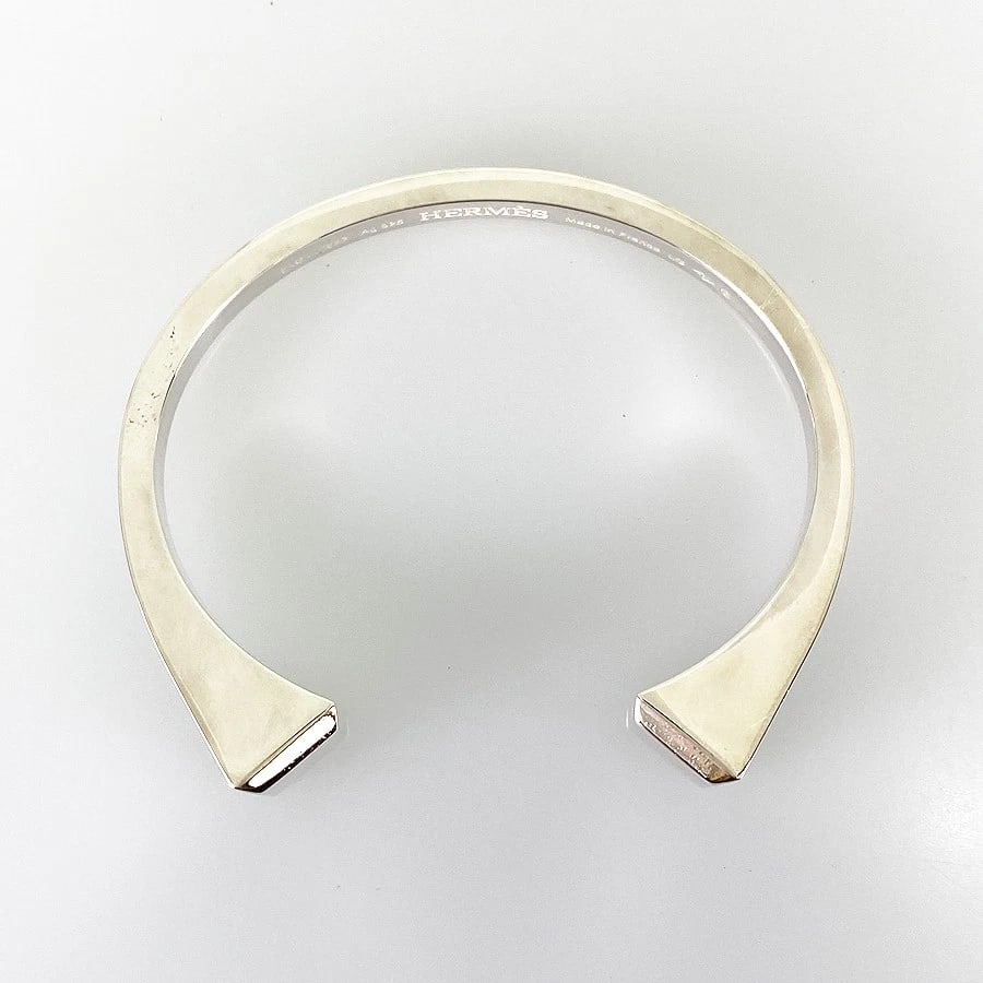 HERMES CROWD FORGE SILVER BANGLE - 3