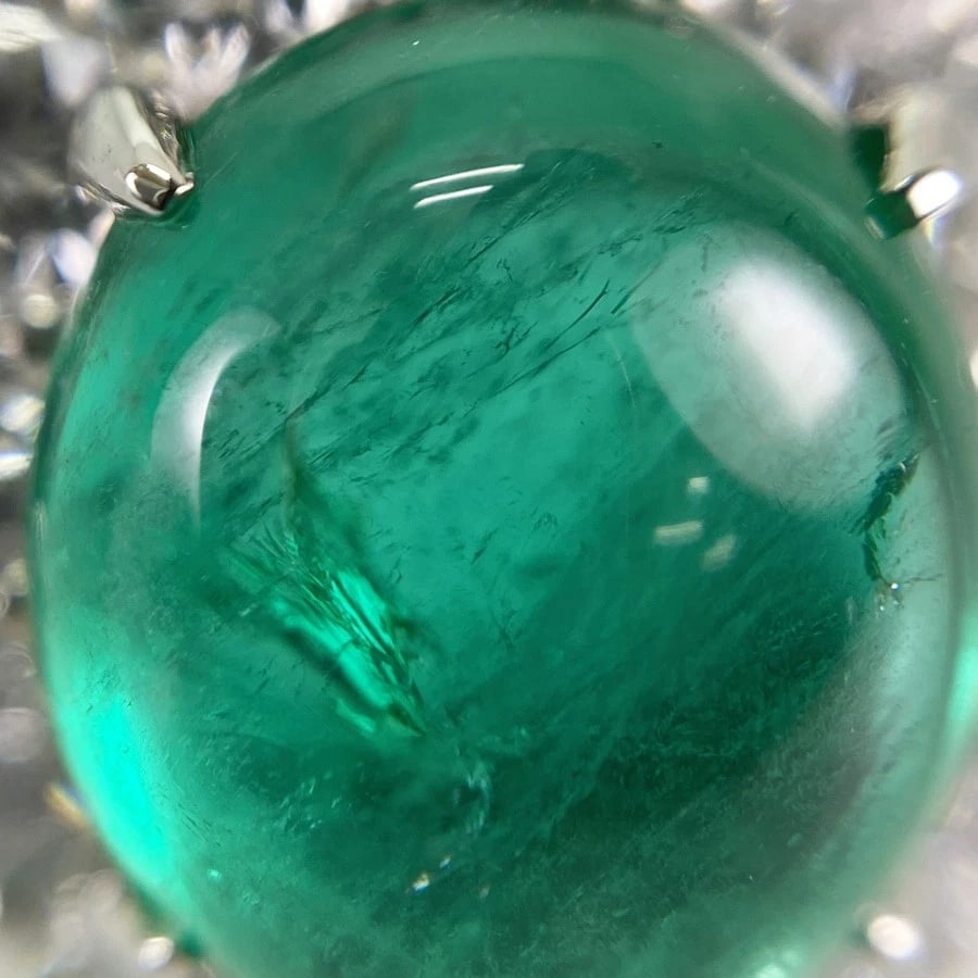 RING PLATINUM EMERALD DIAMOND - 7