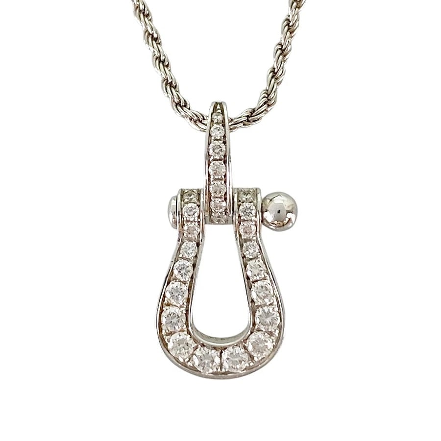 FRED FORCE MEDIUM MODEL WHITE GOLD DIAMOND NECKLACE: FRED Force Medium model White gold Diamond Necklace Brand: FRED Type/Style: Necklace Material: 18K White Gold, Main Stone Natural Color: Silver Size: Top size:19.4mm?10.7mm Necklace full length:49cm