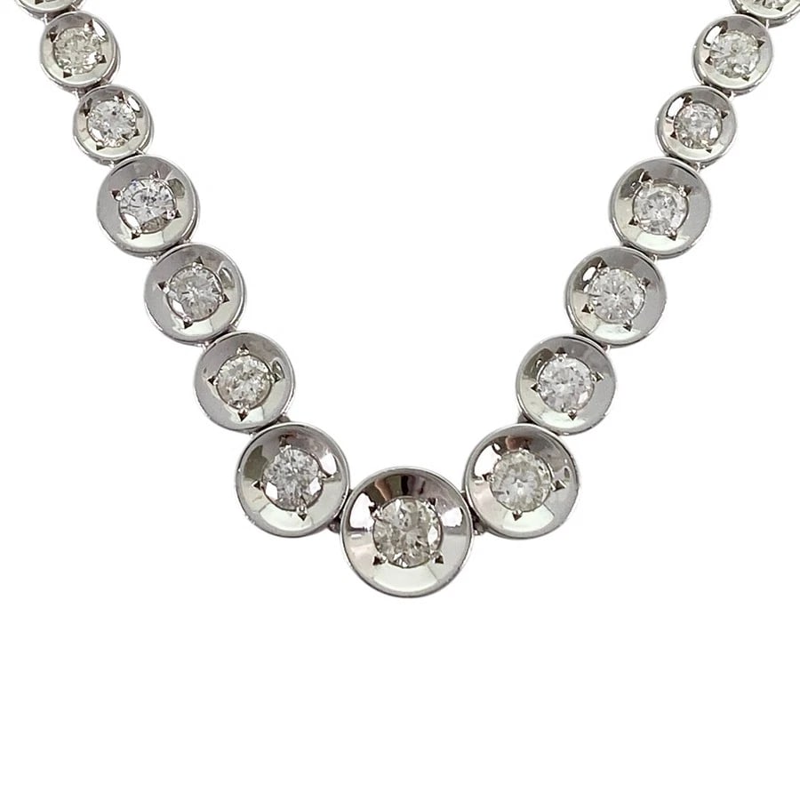 TENNIS NECKLACE PLATINUM DIAMOND: Tennis necklace Platinum Diamond Brand: Unsigned Jewelry Type/Style: Tennis necklace Material: Platinum 900, Main Stone Natural Color: Silver Size: Necklace full length:40cm Accessories: None