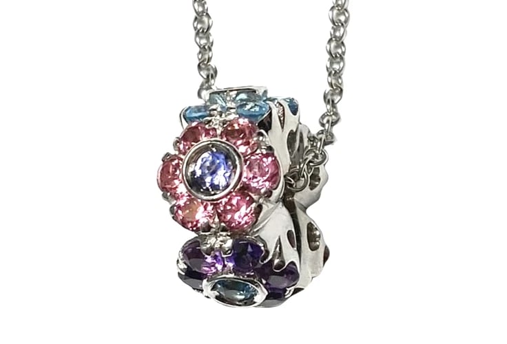 PASQUALE BRUNI AMETHYST TOURMALINE TOPAZ 18K WHITE GOLD FLOWER PENDANT NECKLACE (1 of 2)