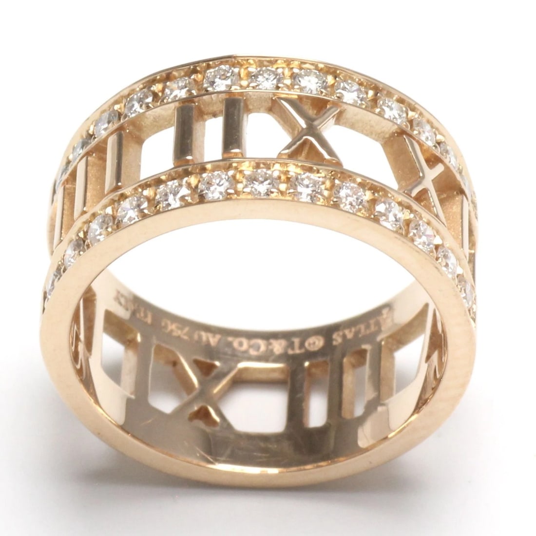 TIFFANY & CO ATLAS HALF CIRCLE DIAMOND 18K ROSE GOLD RING (1 of 4)