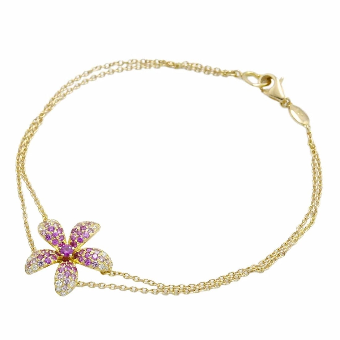 PONTE VECCHIO PINK SAPPHIRE DIAMOND CHAIN BRACELET BANGLE: Ponte Vecchio Pink Sapphire Diamond Chain Bracelet Bangle Brand: Ponte Vecchio Type/Style: Bracelet Material: 18k Rose Gold, Main Stone Natural Color: Pink Size: Inner Circumference: Approx. 16.5 cm /